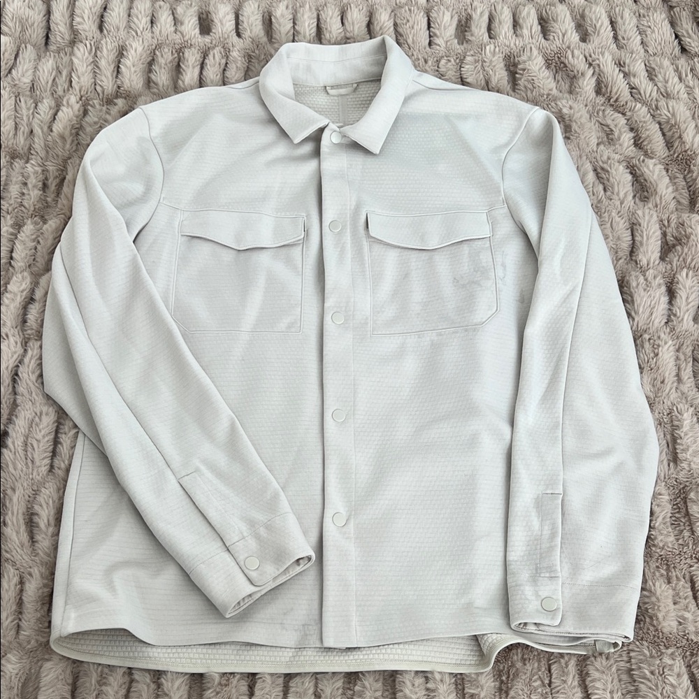 Lululemon Grid Liner Long Sleeve Shirt Jacket Cream Size Large